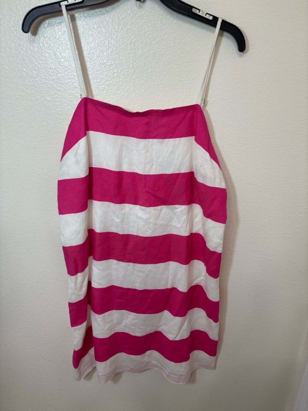 CeCe Hot Pink babydoll square neck Sleeveless linen beach vacation Dress - Picture 2 of 7